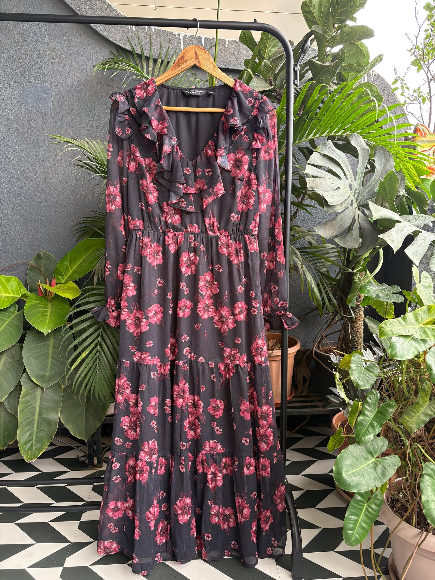 Maroon Floral Dress