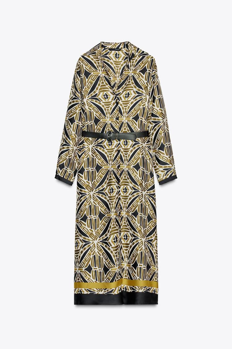 Belted Printed Dress