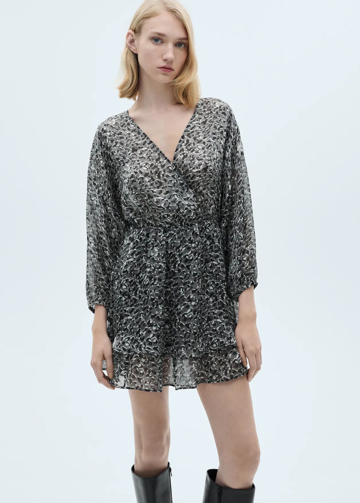 Grey leopard print dress