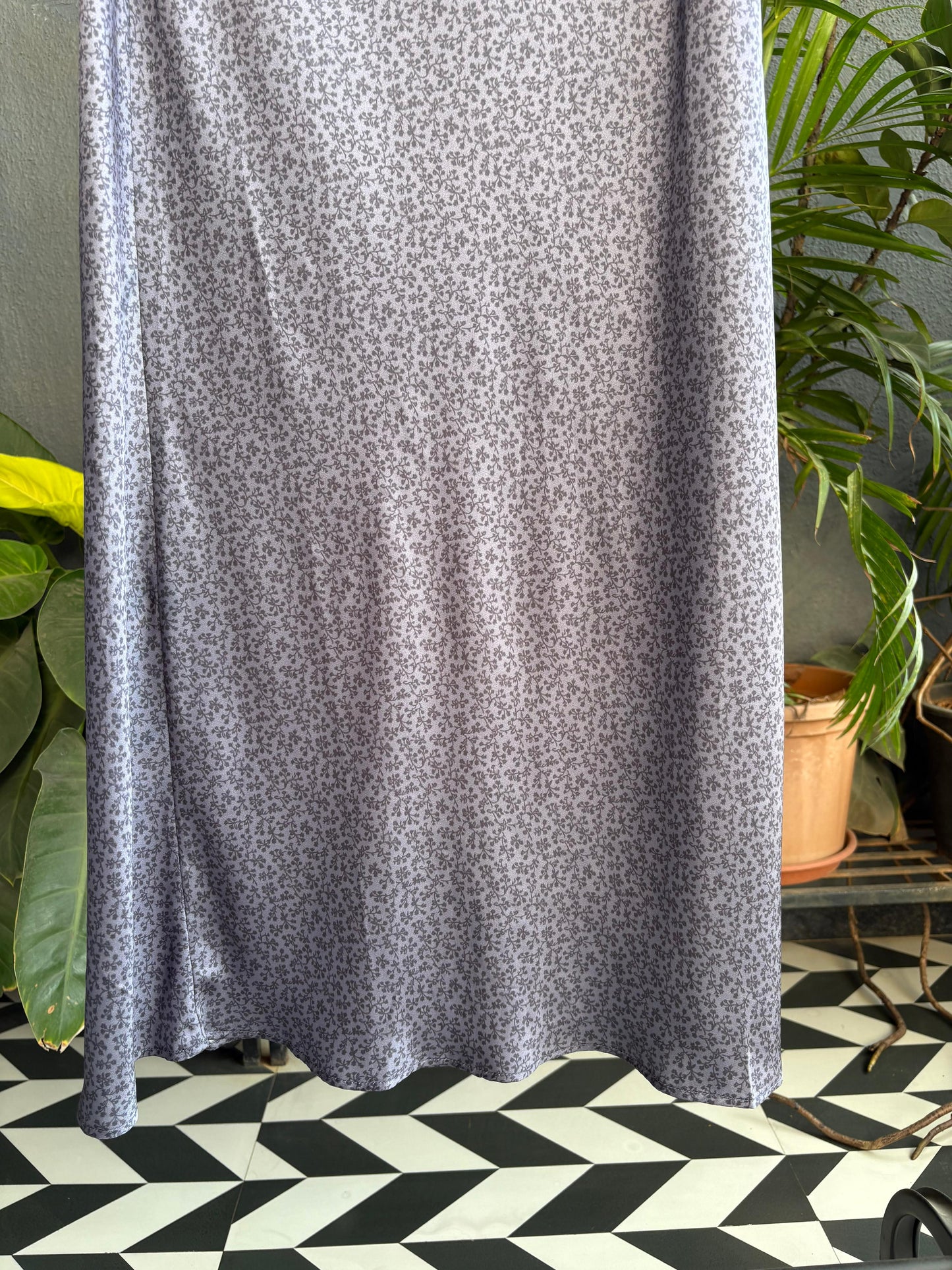 Grey satin Skirt