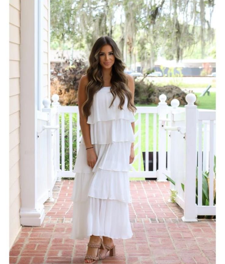 Ivory Pleated Maxi Dress