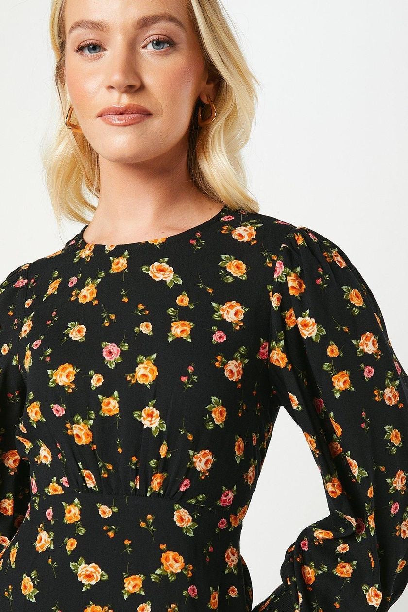 Black & yellow floral dress