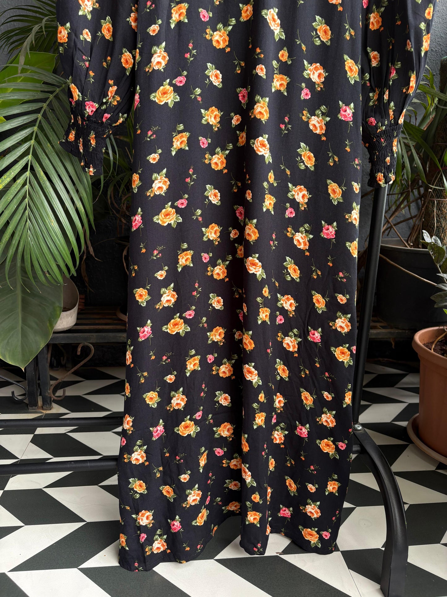 Black & yellow floral dress