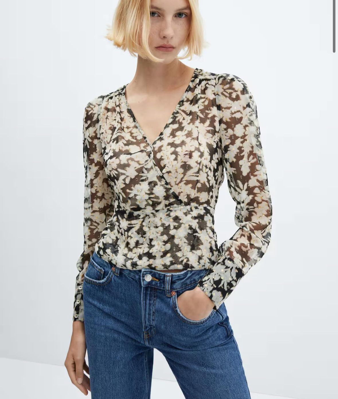 Chiffon floral black top