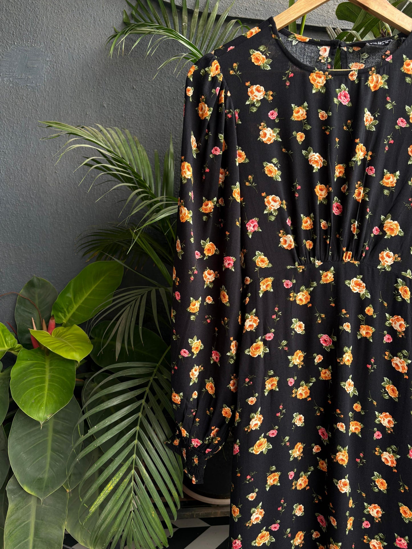 Black & yellow floral dress