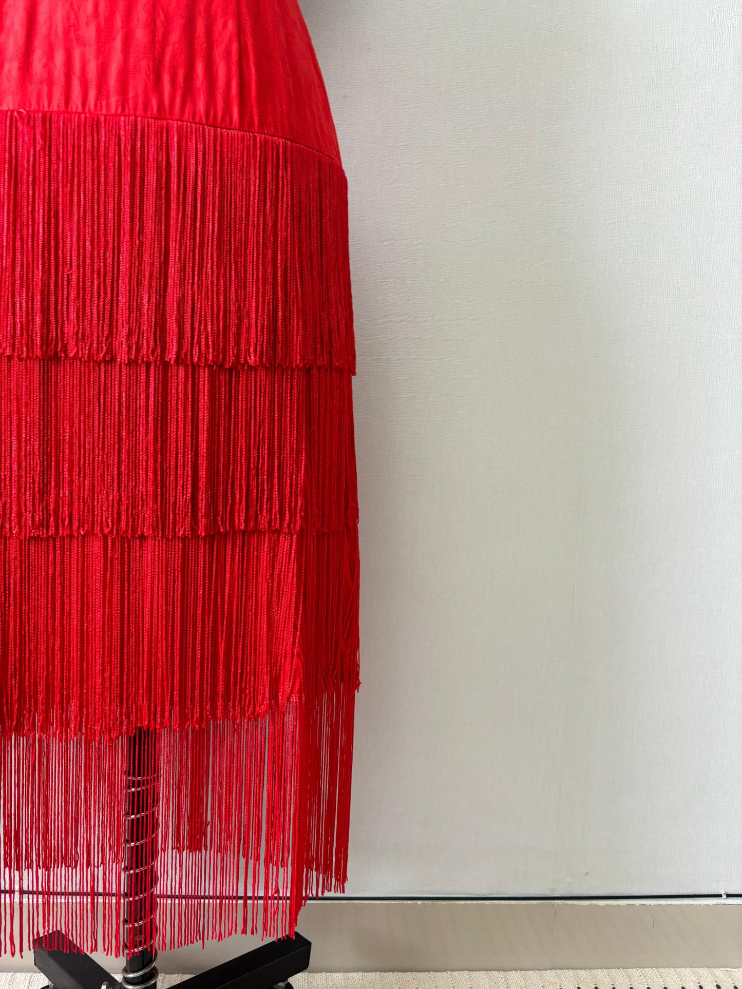 Red Fringe Halter Maxi Dress