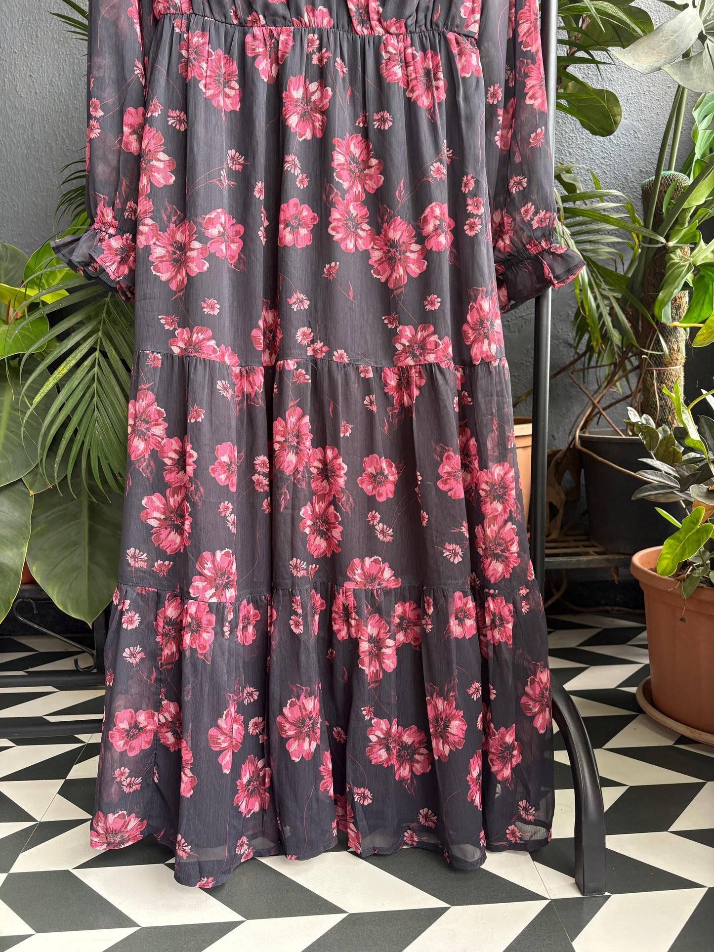 Maroon Floral Dress