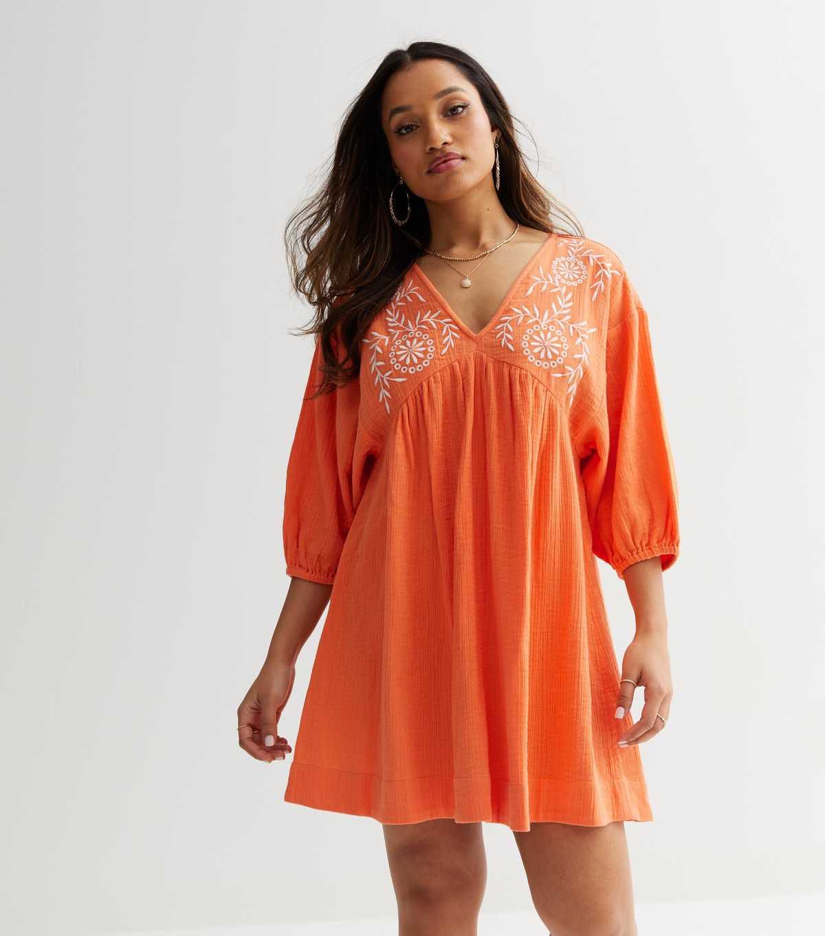 Orange embroidered Dress