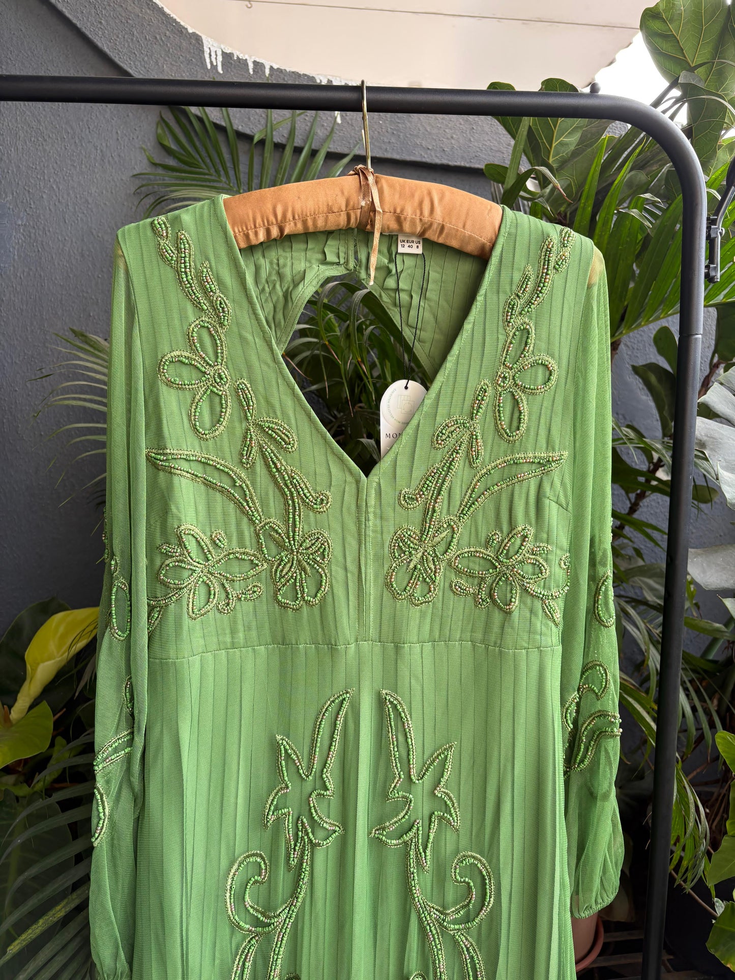 Sequinned Beaded Green gown