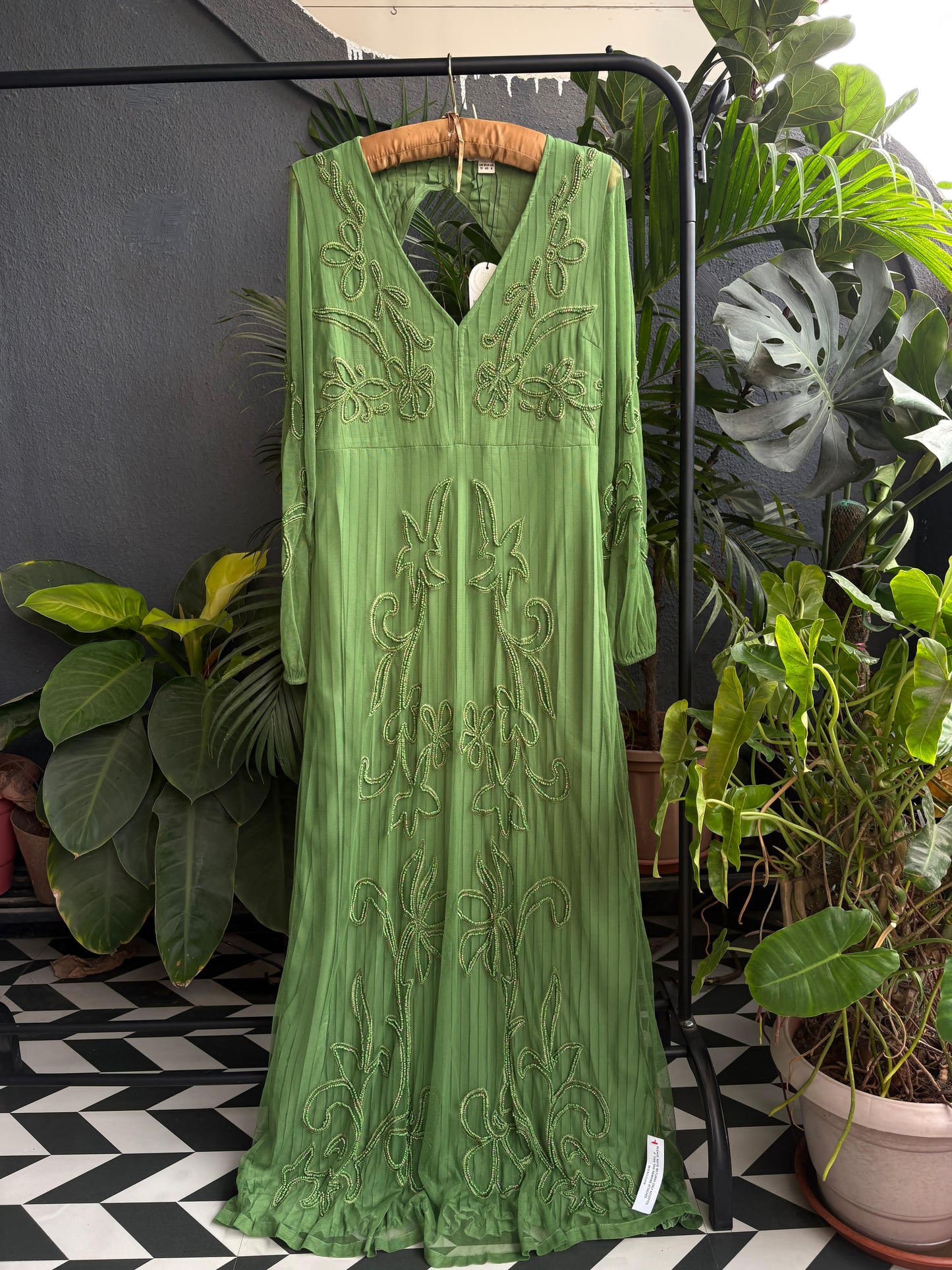 Sequinned Beaded Green gown