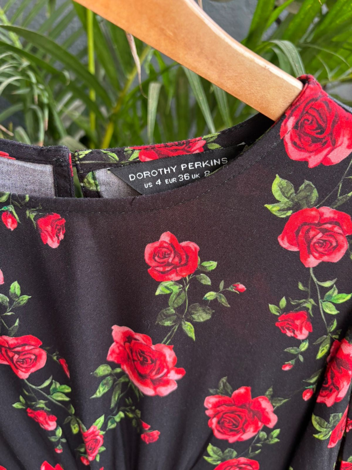 Red & black floral dress