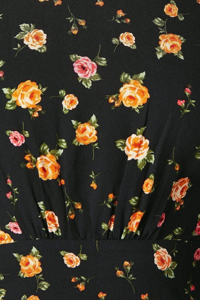 Black & yellow floral dress