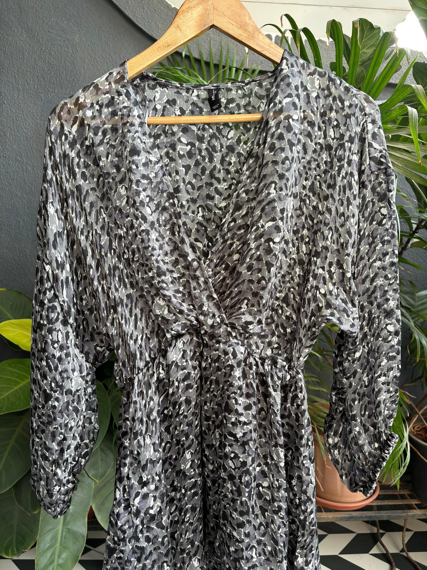Grey leopard print dress