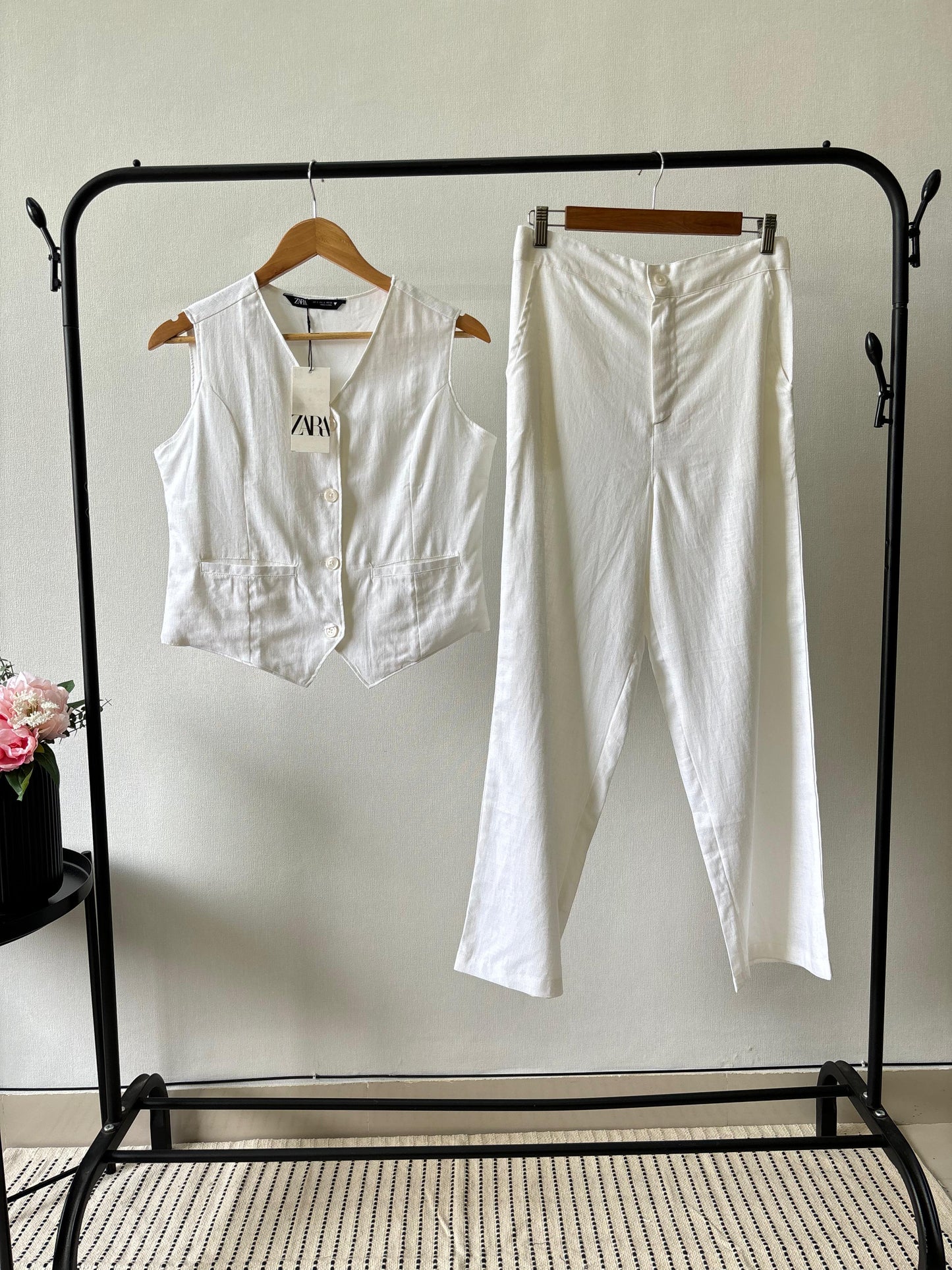 White linen Coord Set