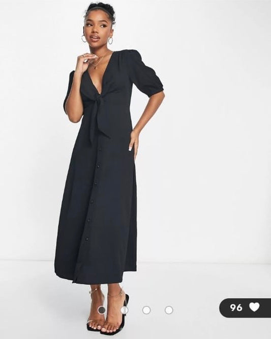 Button Front Midi Dress