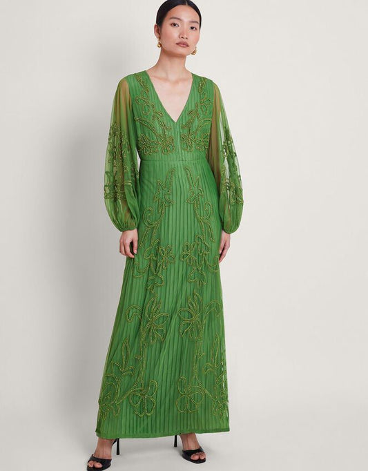 Sequinned Beaded Green gown