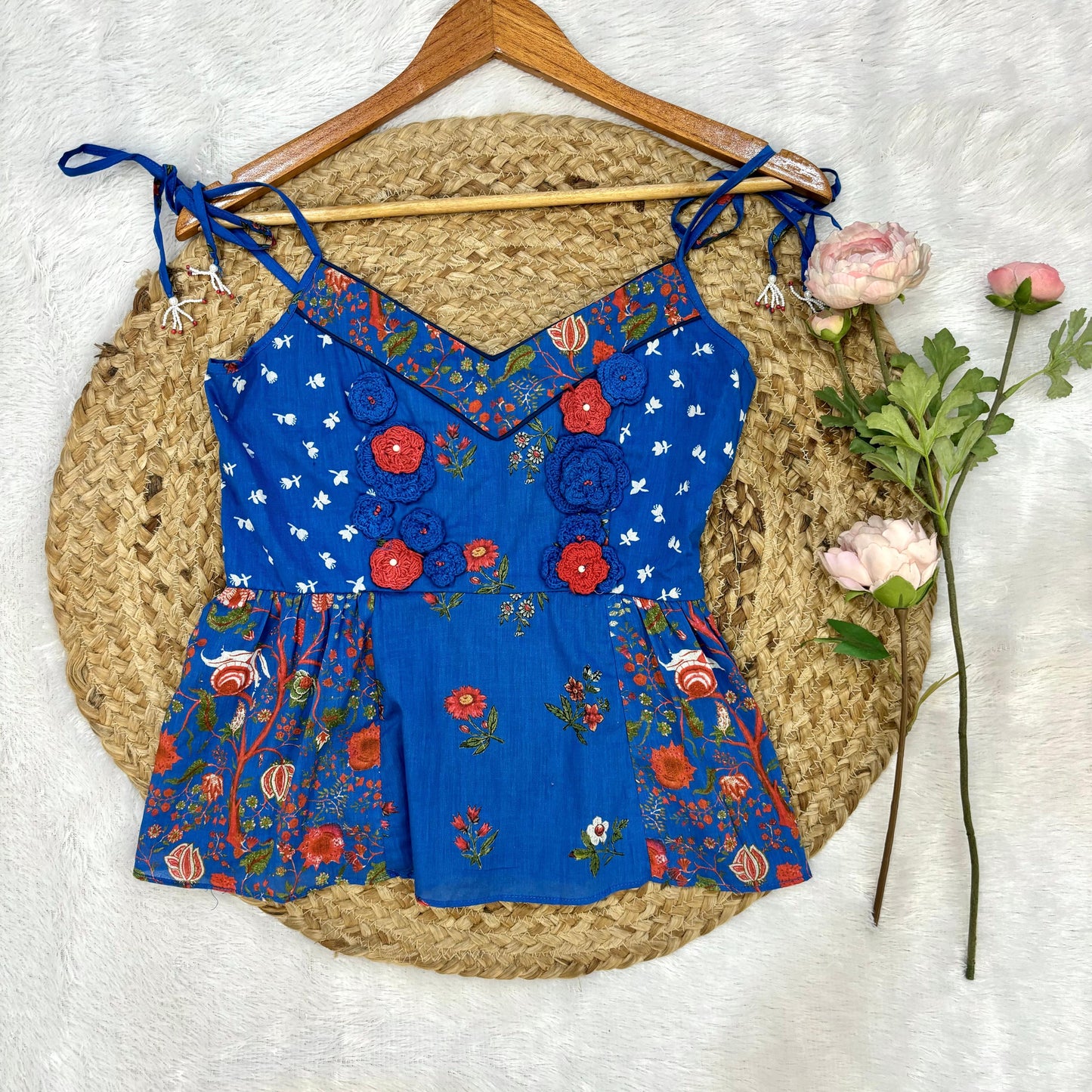 Blue Crochet Tank Top