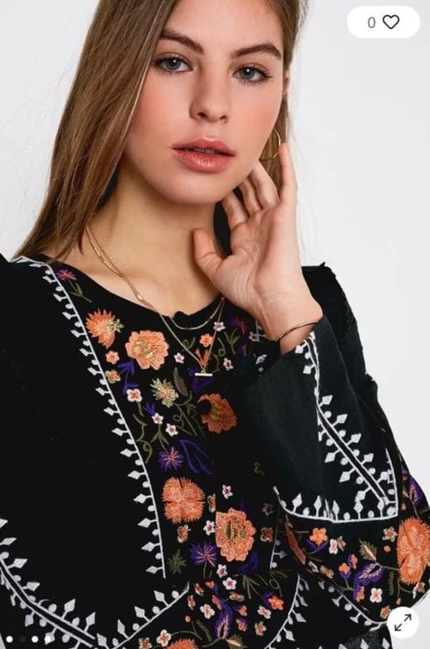 Black embroidered Dress