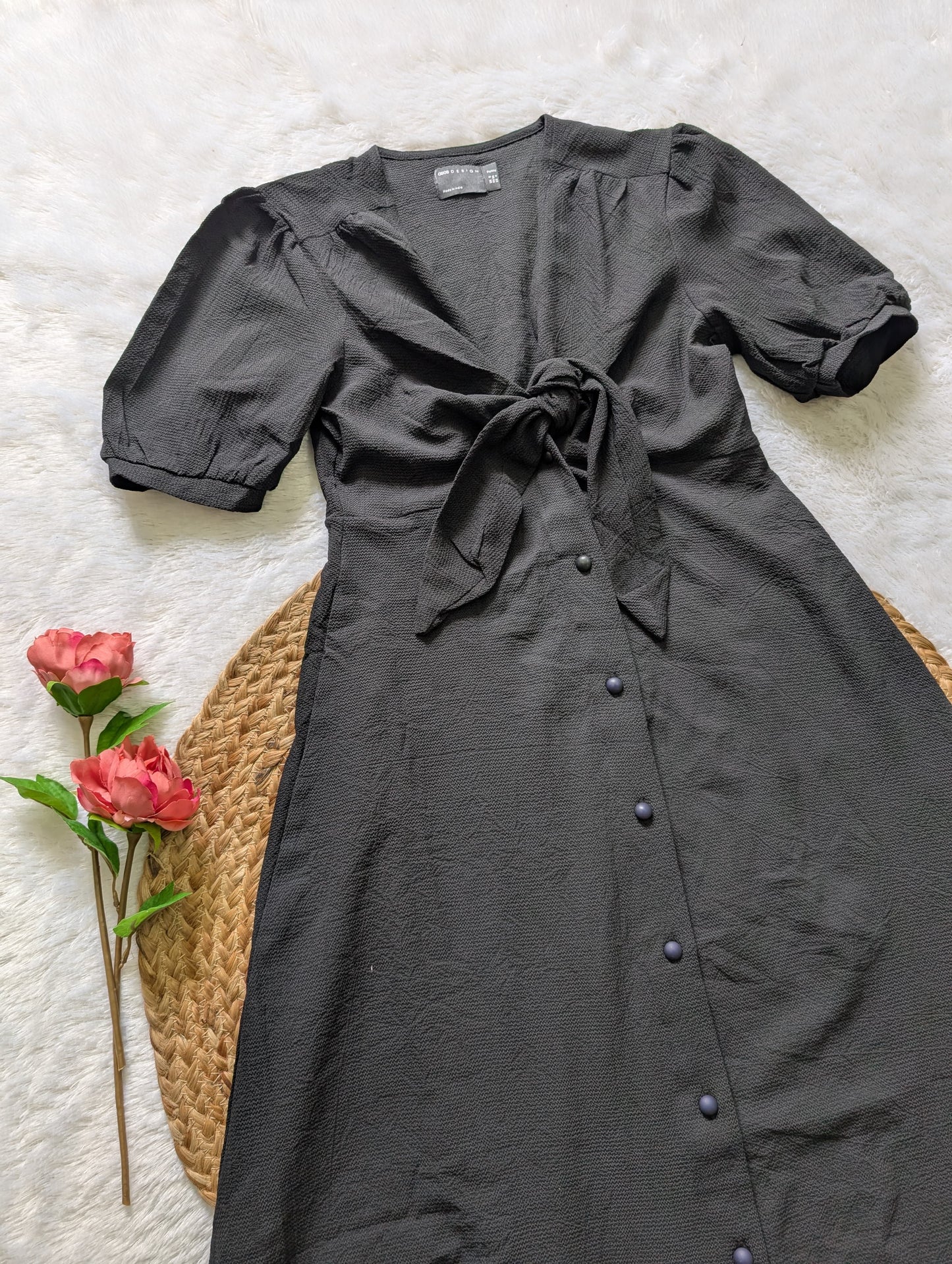 Button Front Midi Dress