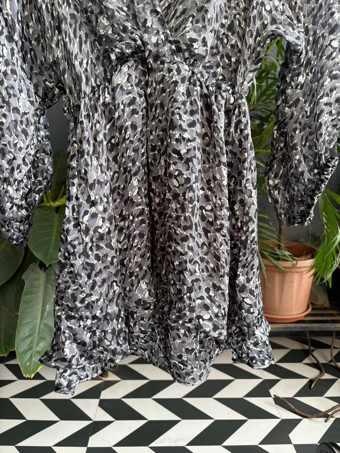 Grey leopard print dress