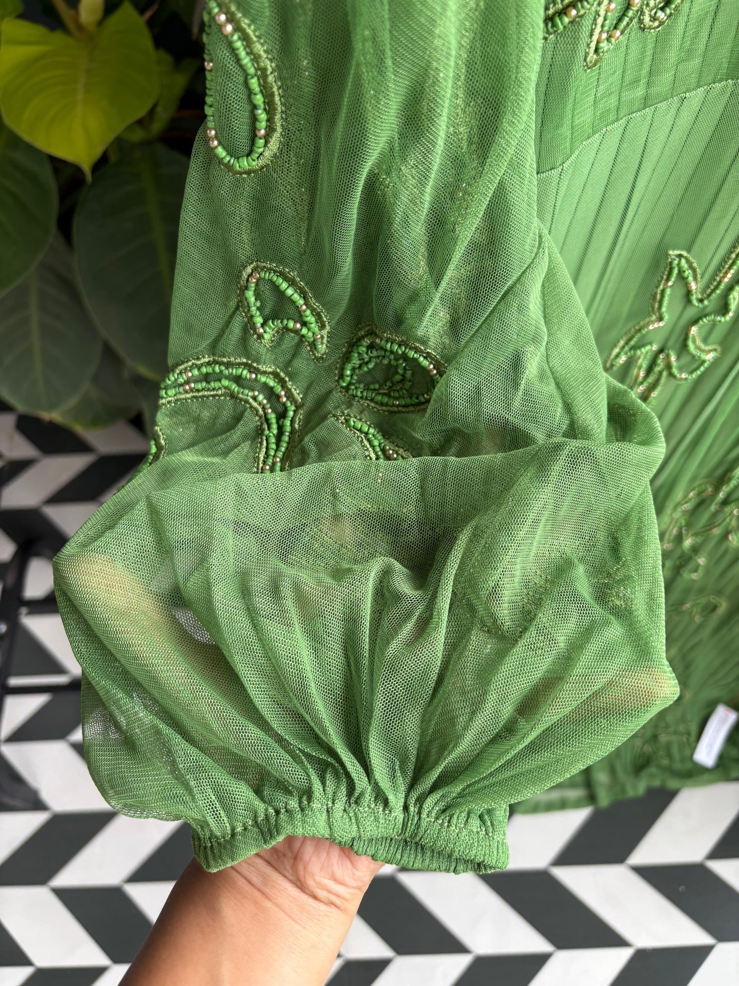 Sequinned Beaded Green gown