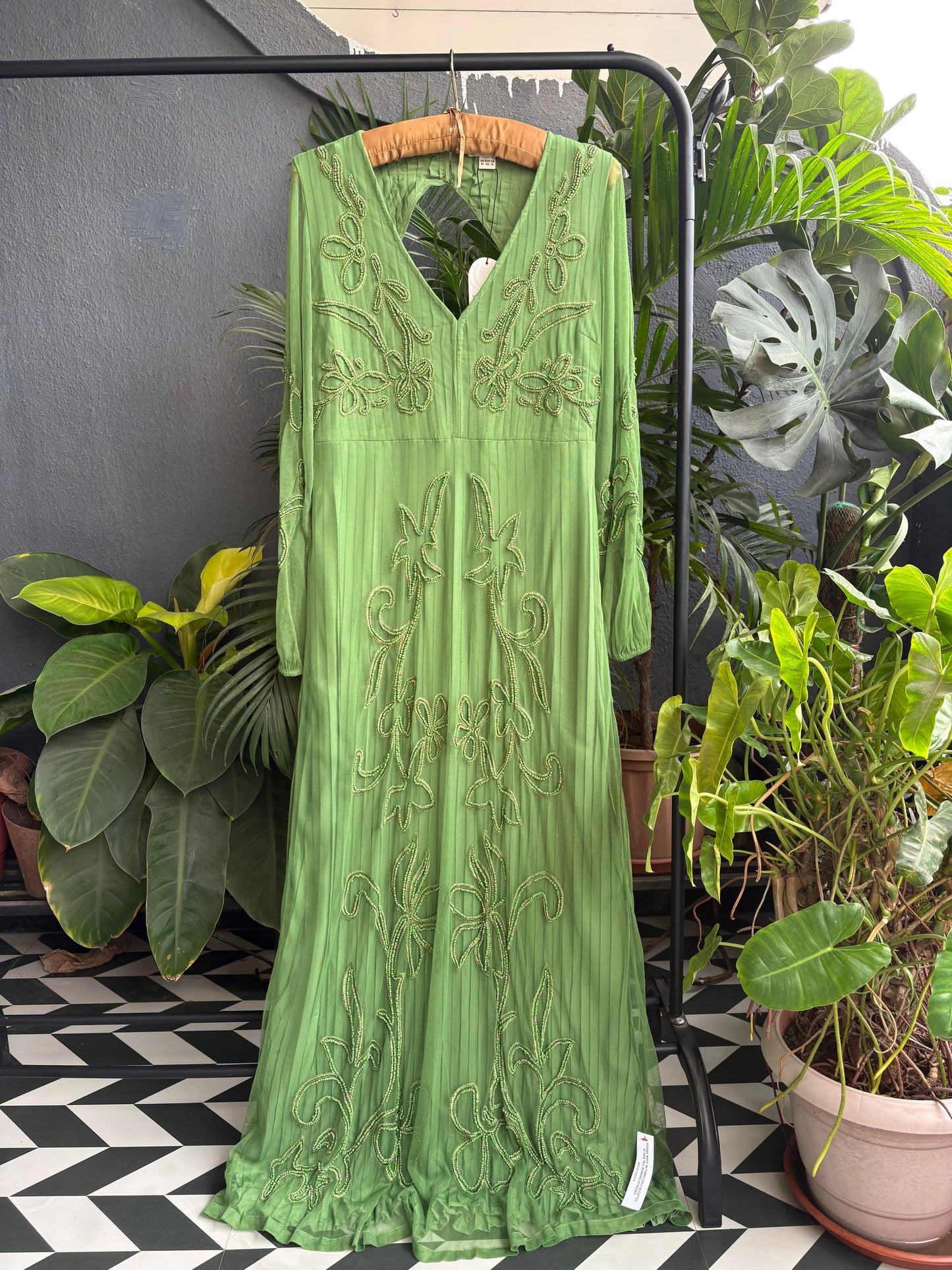 Sequinned Beaded Green gown