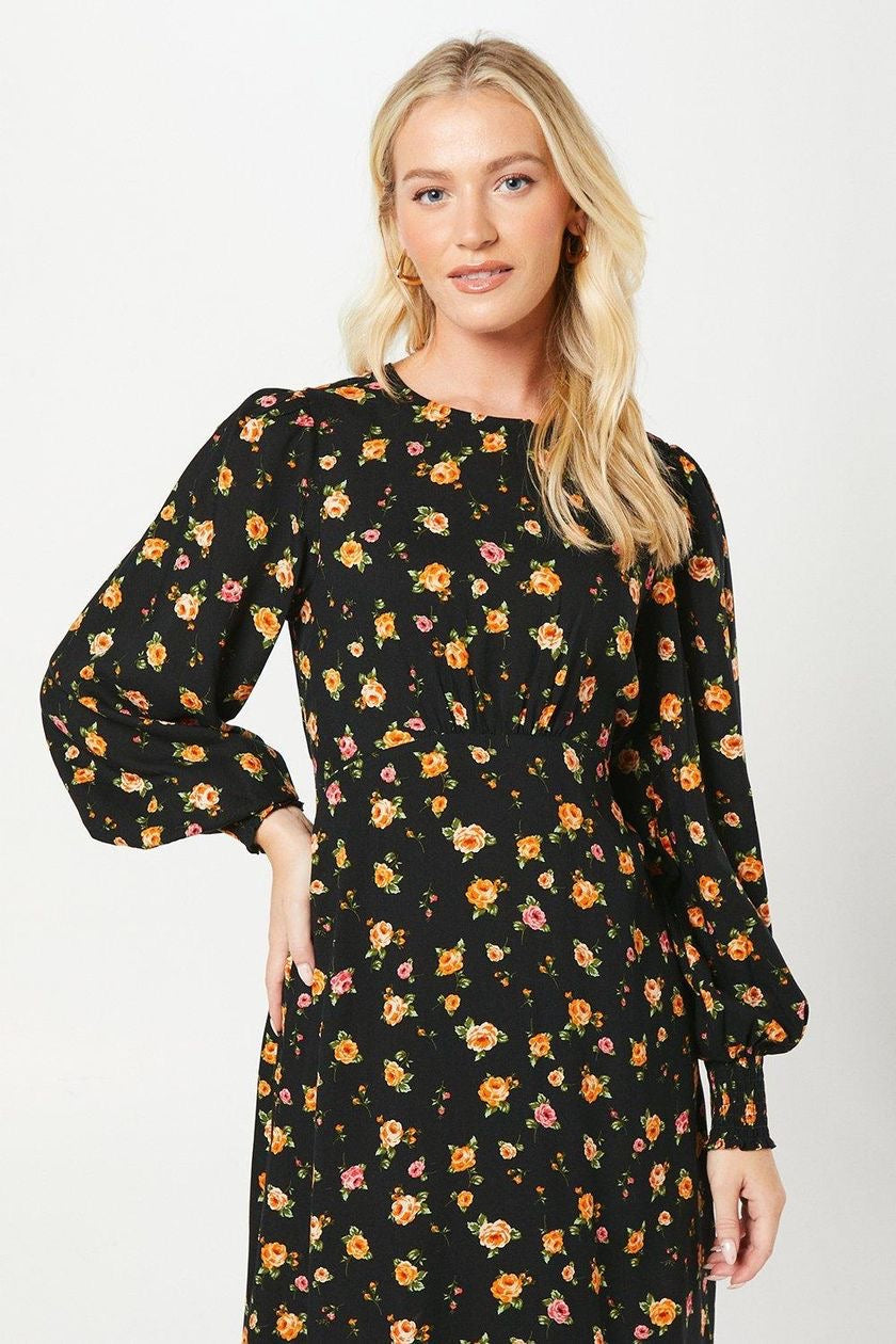 Black & yellow floral dress