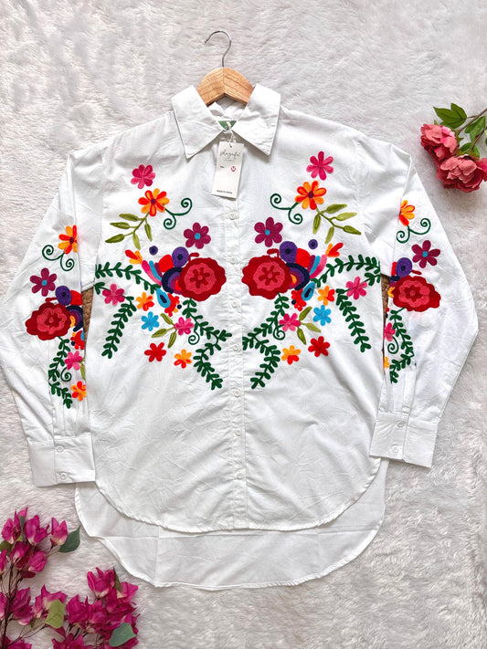 White Floral Shirt