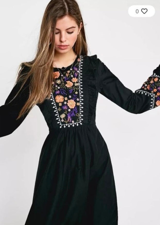 Black embroidered Dress