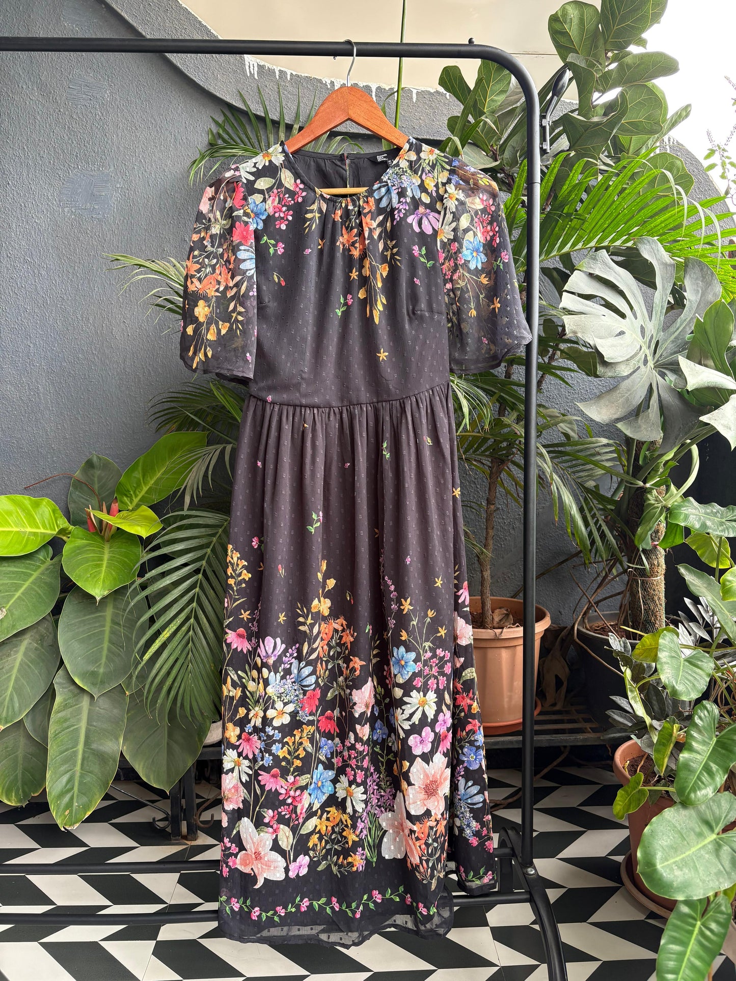 Black floral dress