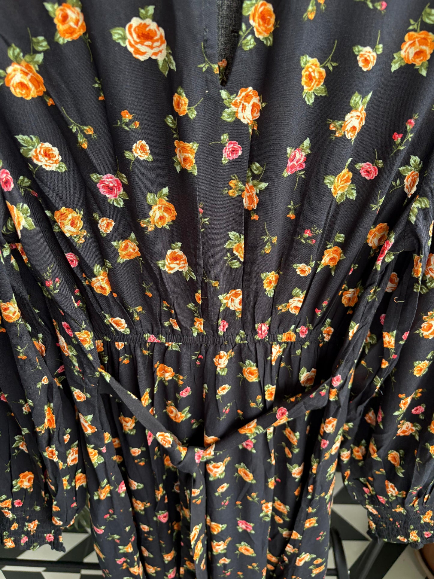 Black & yellow floral dress