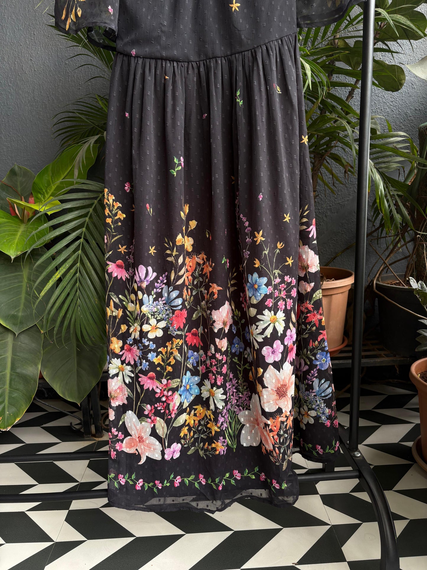 Black floral dress