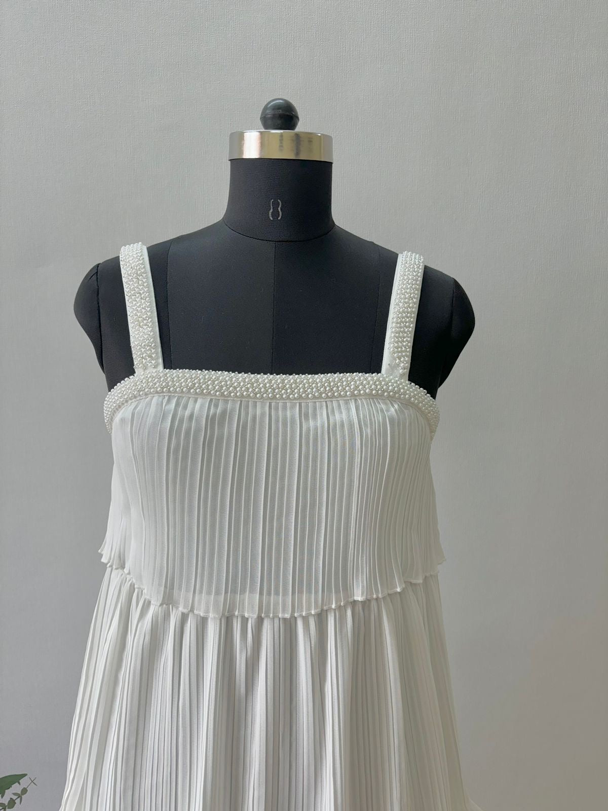 Ivory Pleated Maxi Dress