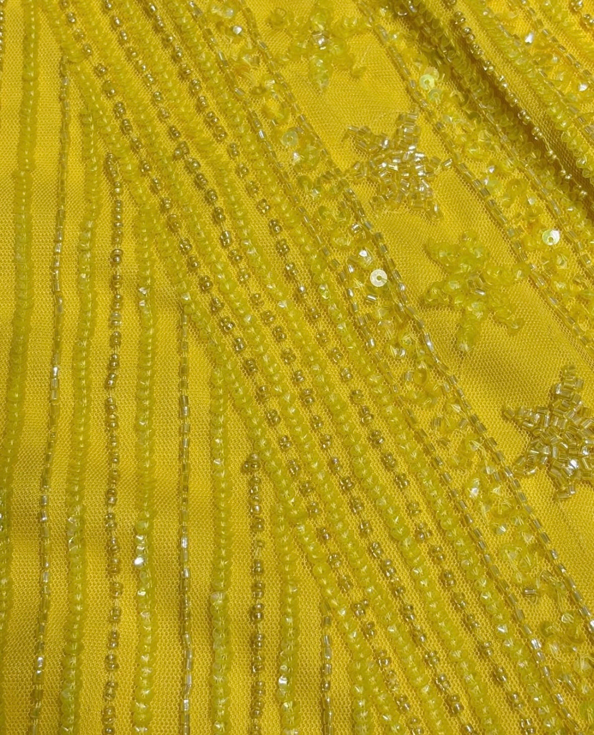 Yellow heavy sequined dress