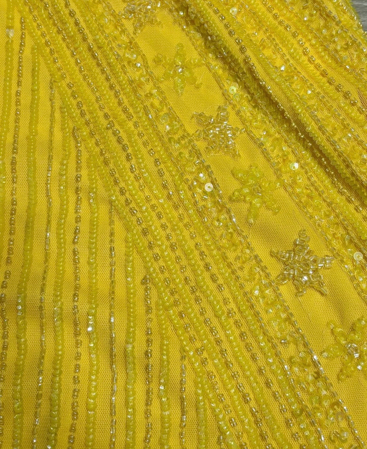 Yellow heavy sequined dress