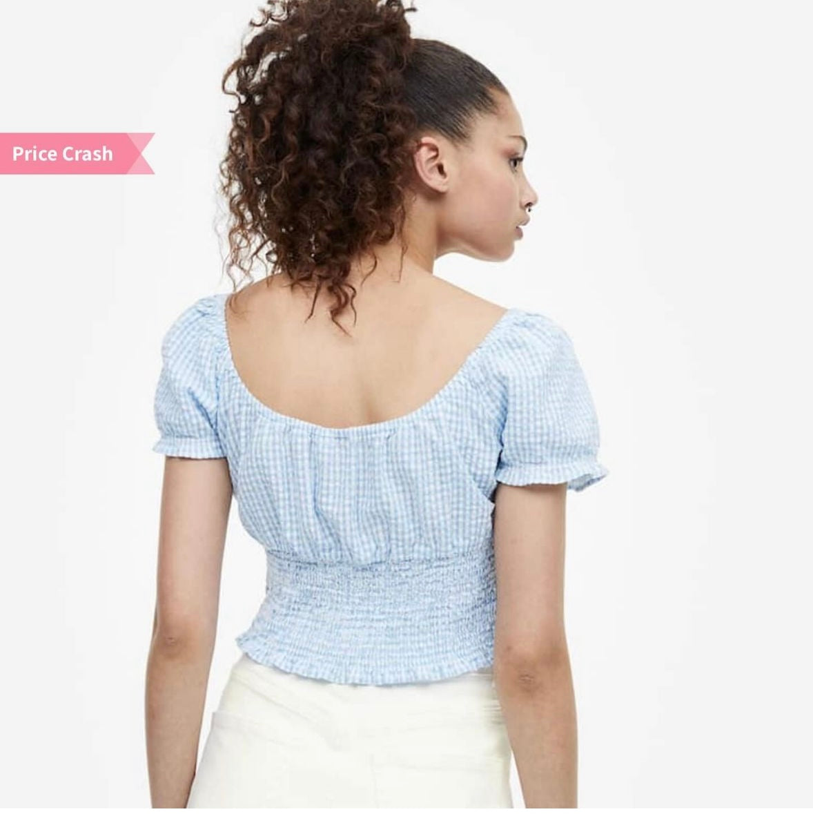 Cotton gingham print crop Top