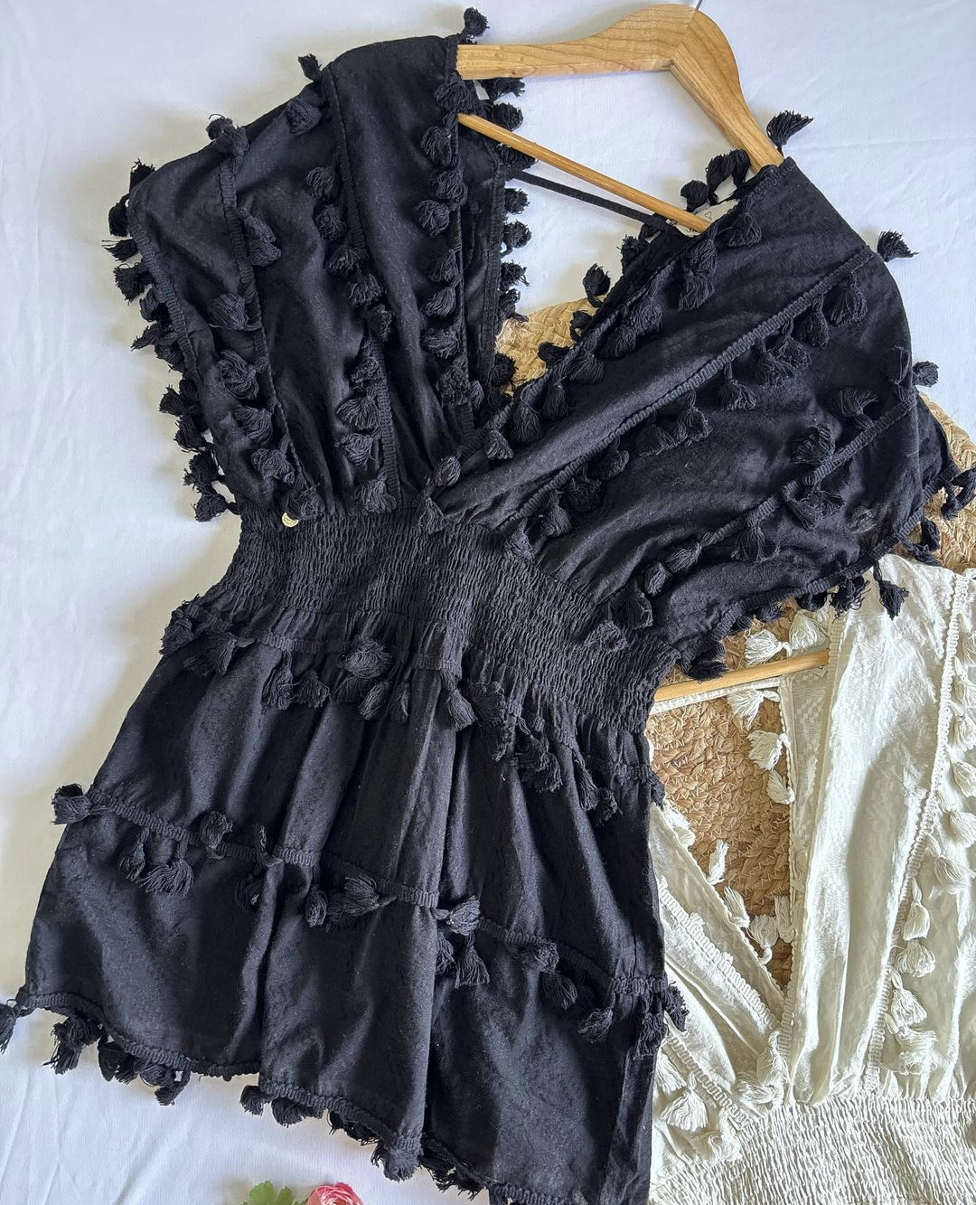 Black Cotton Tassel Beach Dress