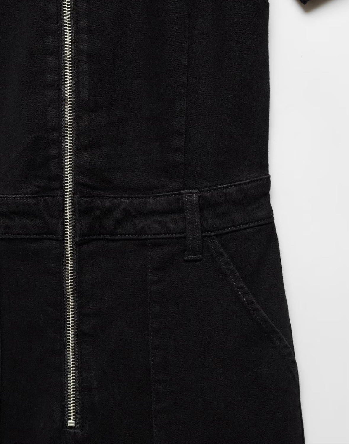 Denim Black Zipper Jumpsuit