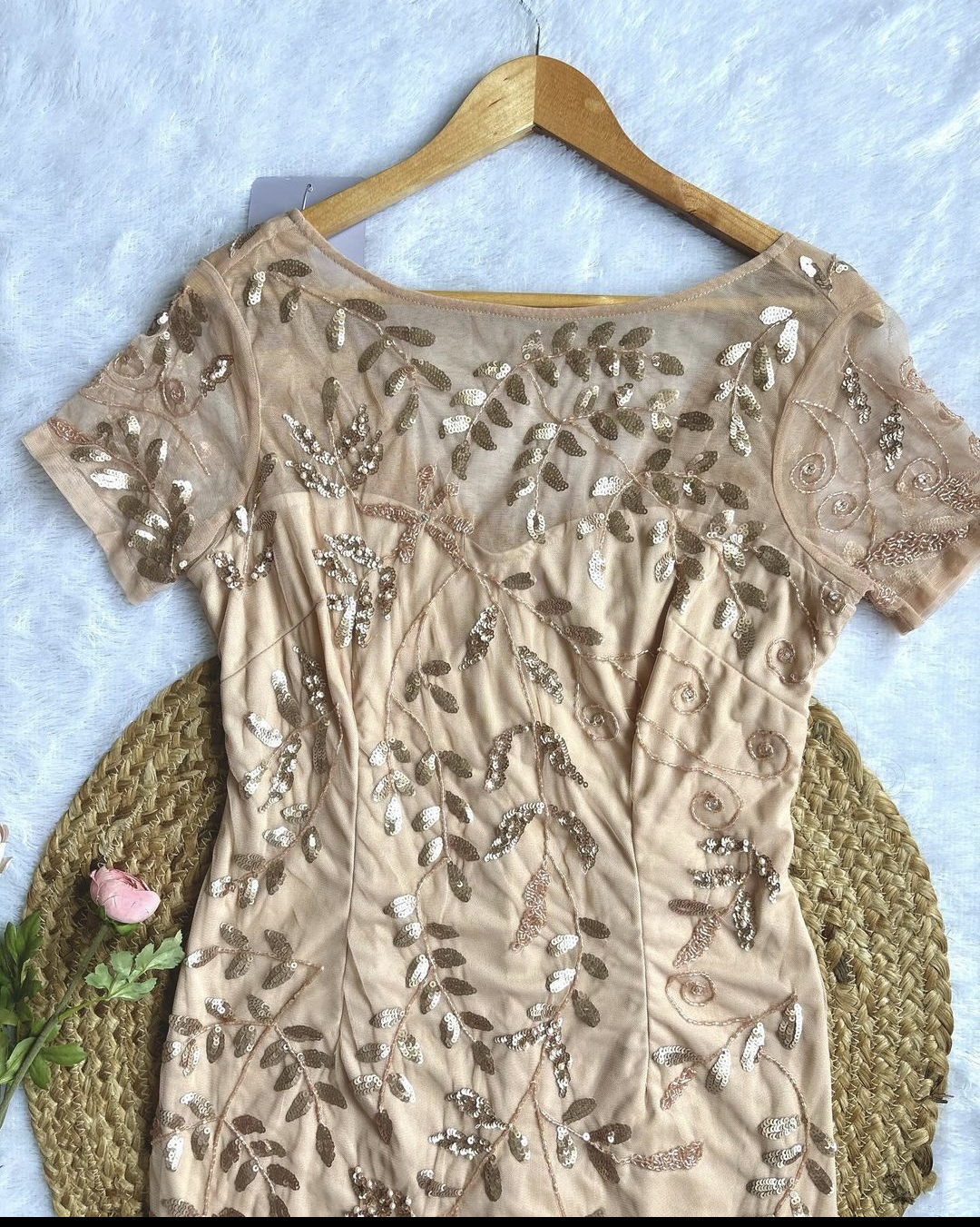 Beige Sequined Dress