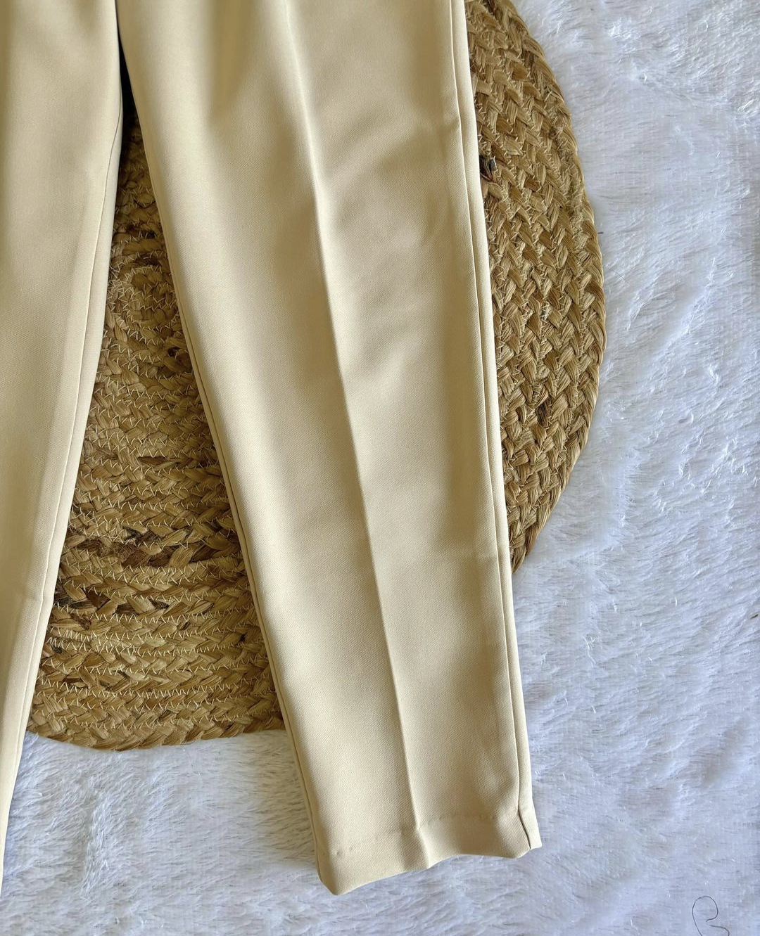 Beige Belted Trouser