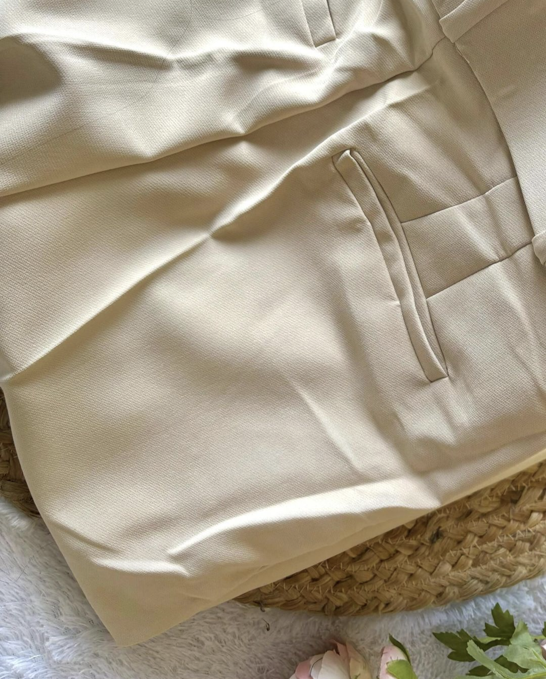 Beige Belted Trouser